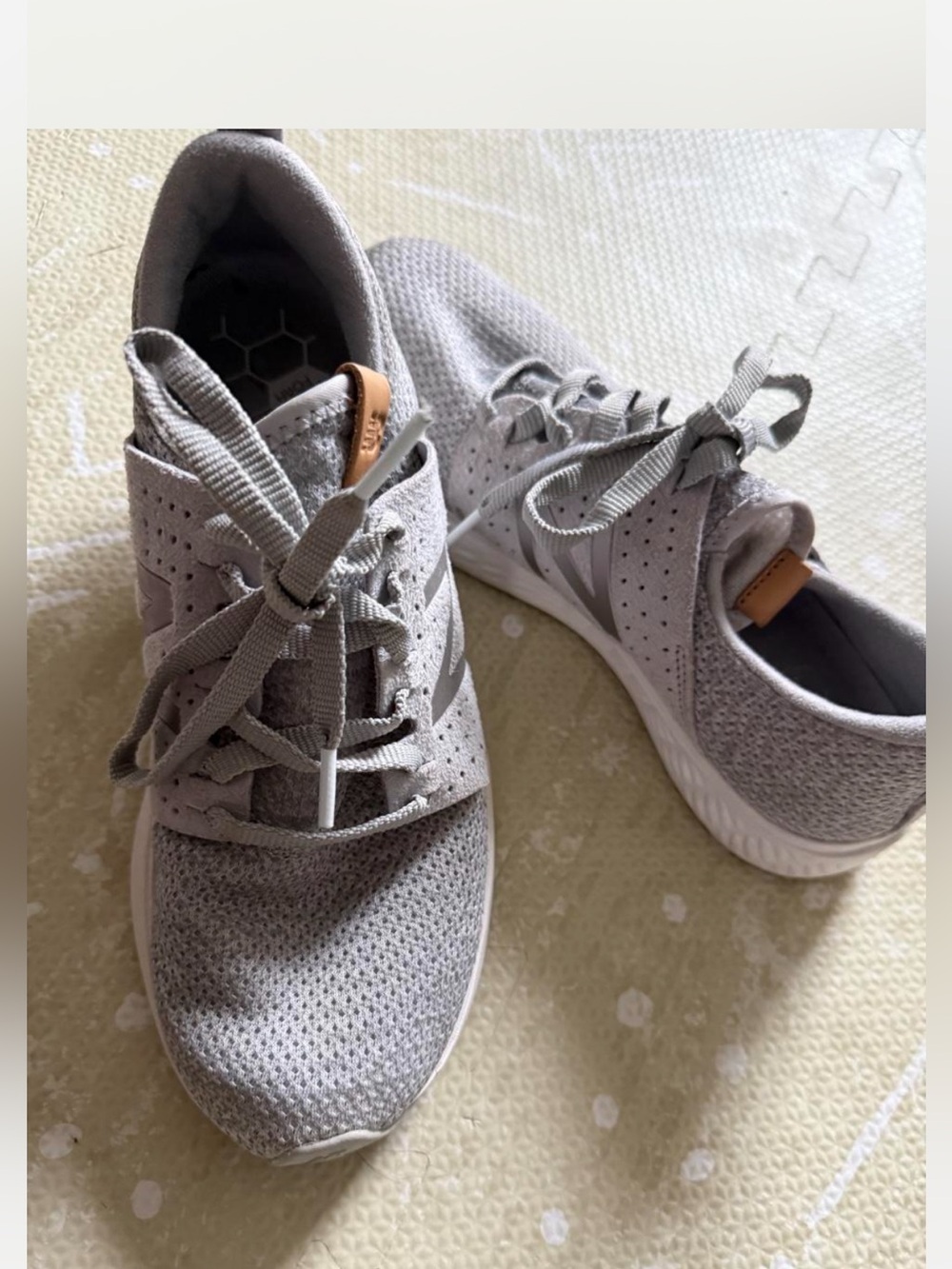 New Balance Women's Light Gray Knit Slip-On Trainer with White Sole